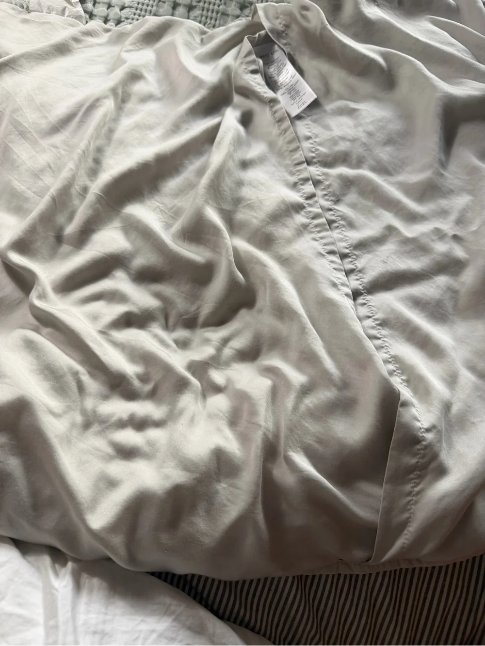 West Elm 26x26 Quilted Lyocell Euro Pillow Sham | Light Gray